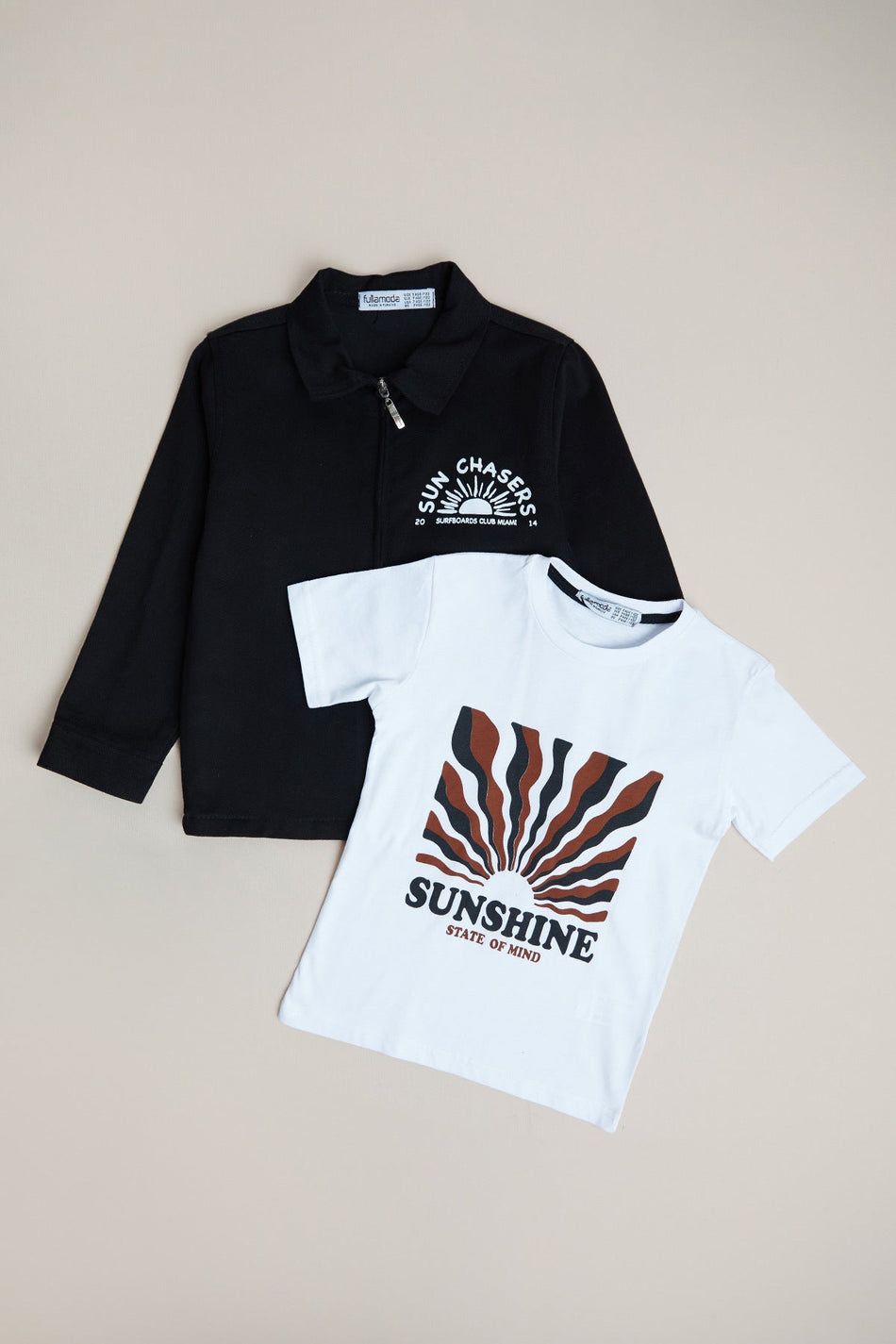 Printed Zippered 2-Piece Boys' Set - MALLTURK