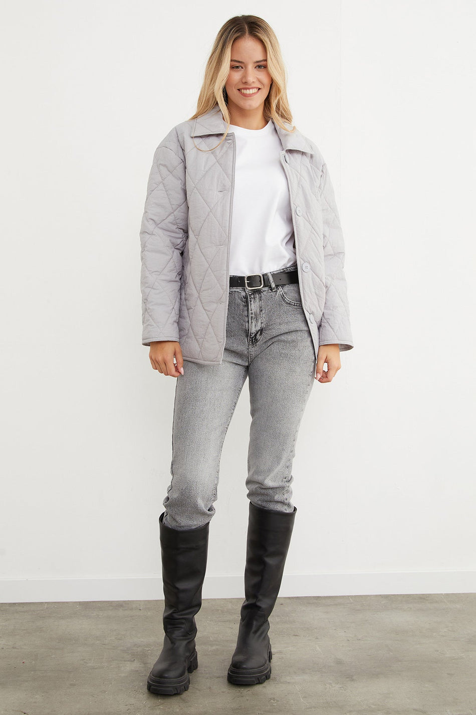 Quilted Patterned Oversized Buttoned Coat - MALLTURK