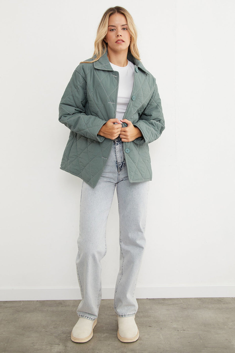 Quilted Patterned Oversized Buttoned Coat - MALLTURK