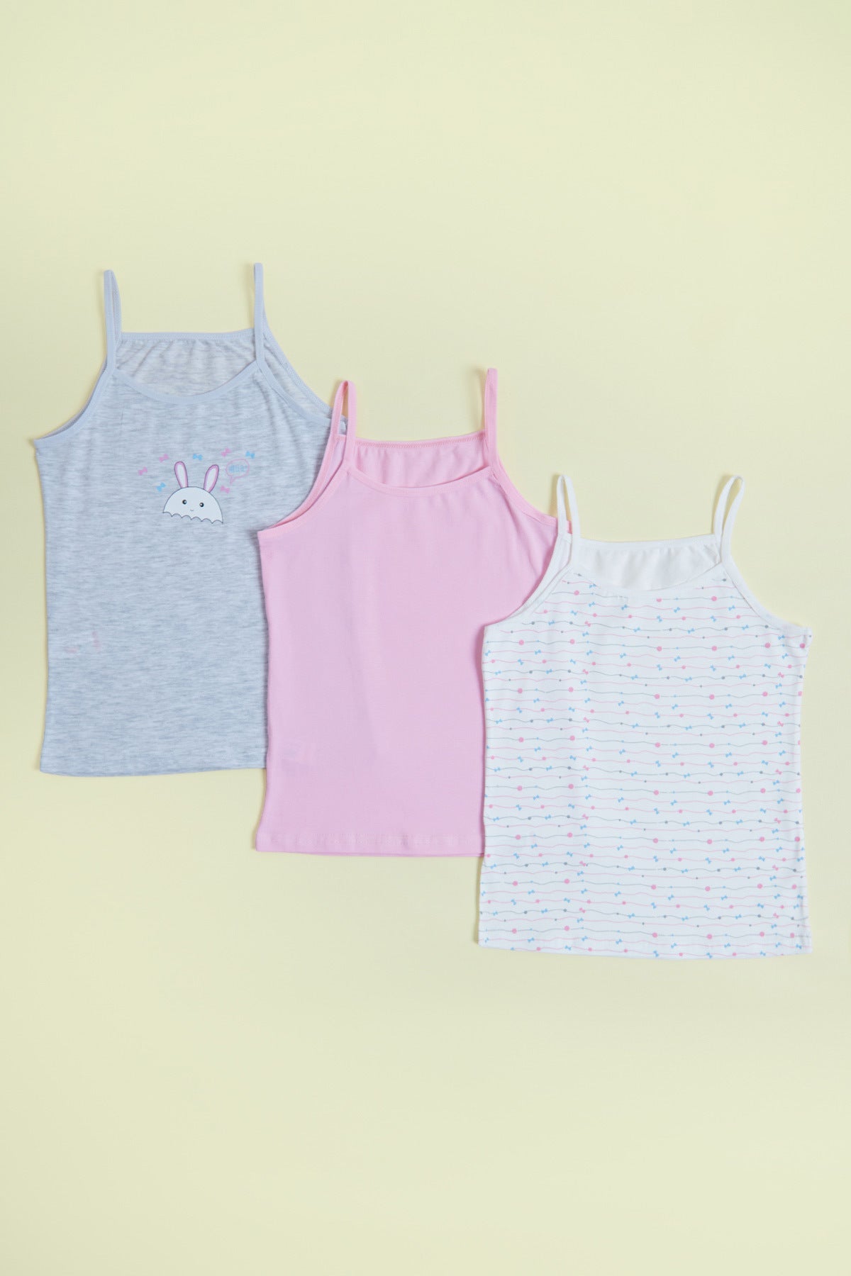 Rabbit Printed 3 Piece Girl's Tank Top - MALLTURK