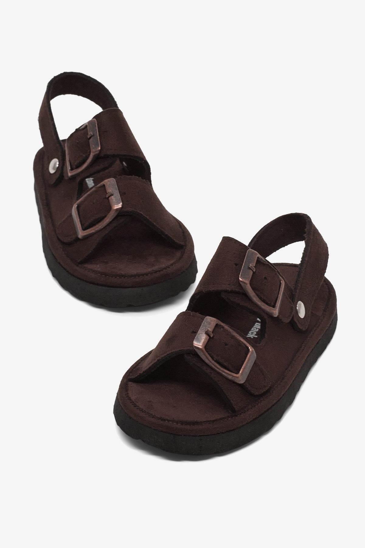 Rahat Kalıp Çift Tokalı Bebe Paitk Sandalet Çocuk Unisex Acı Kahve Sandalet TBÖZDR005 - MALLTURK