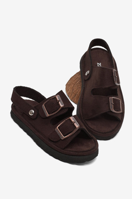 Rahat Kalıp Çift Tokalı Bebe Paitk Sandalet Çocuk Unisex Acı Kahve Sandalet TBÖZDR005 - MALLTURK