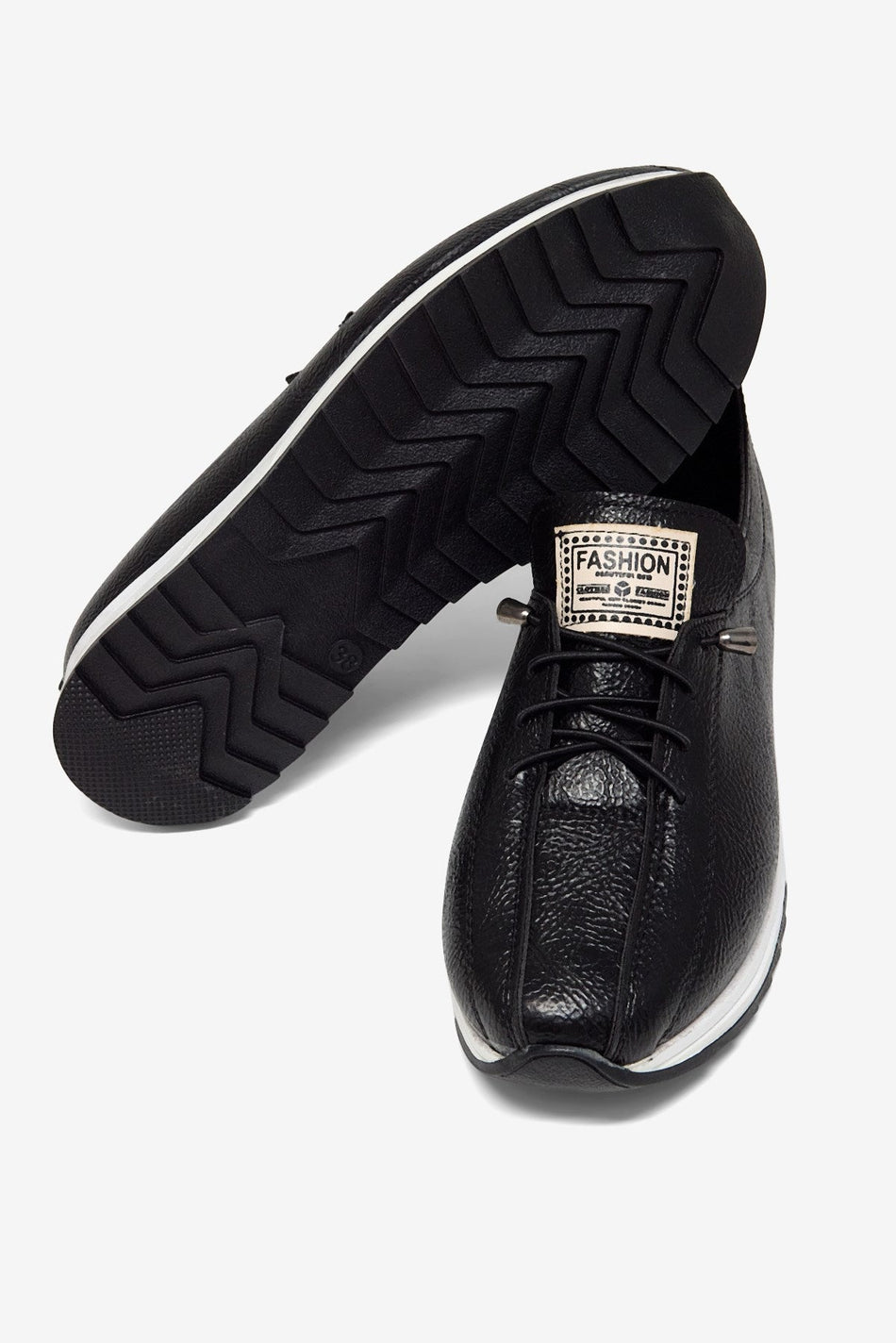 Rahat Kalıp Ortopedik Bağcıklı Loafer Kadın Siyah Loafer TBHSNCMC1945 - MALLTURK