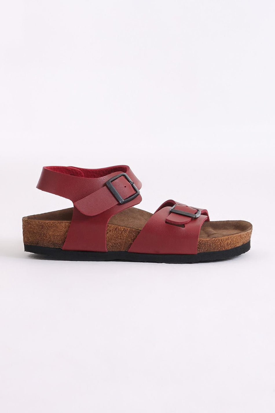 Rahat Kalıp Poli Taban Çift Tokalı Çocuk Unisex Kırmızı Sandalet TBER530 - MALLTURK