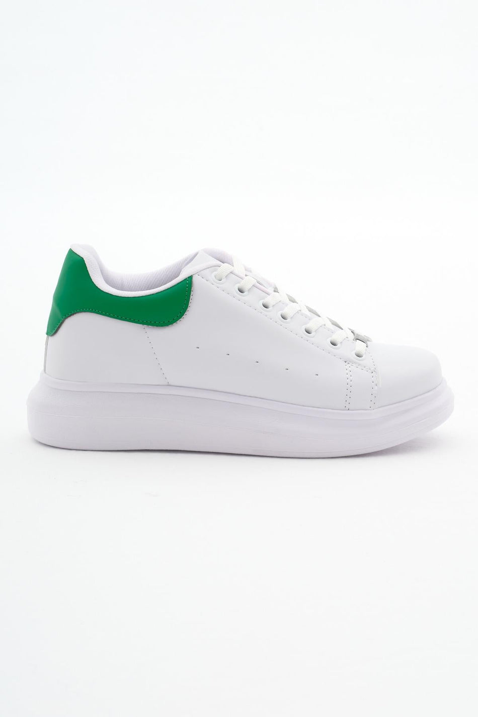 Rahat Kalıp Yüksek Taban Bağcıklıı Unisex Beyaz Yeşil Spor Ayakkab V2ALX-0 - MALLTURK