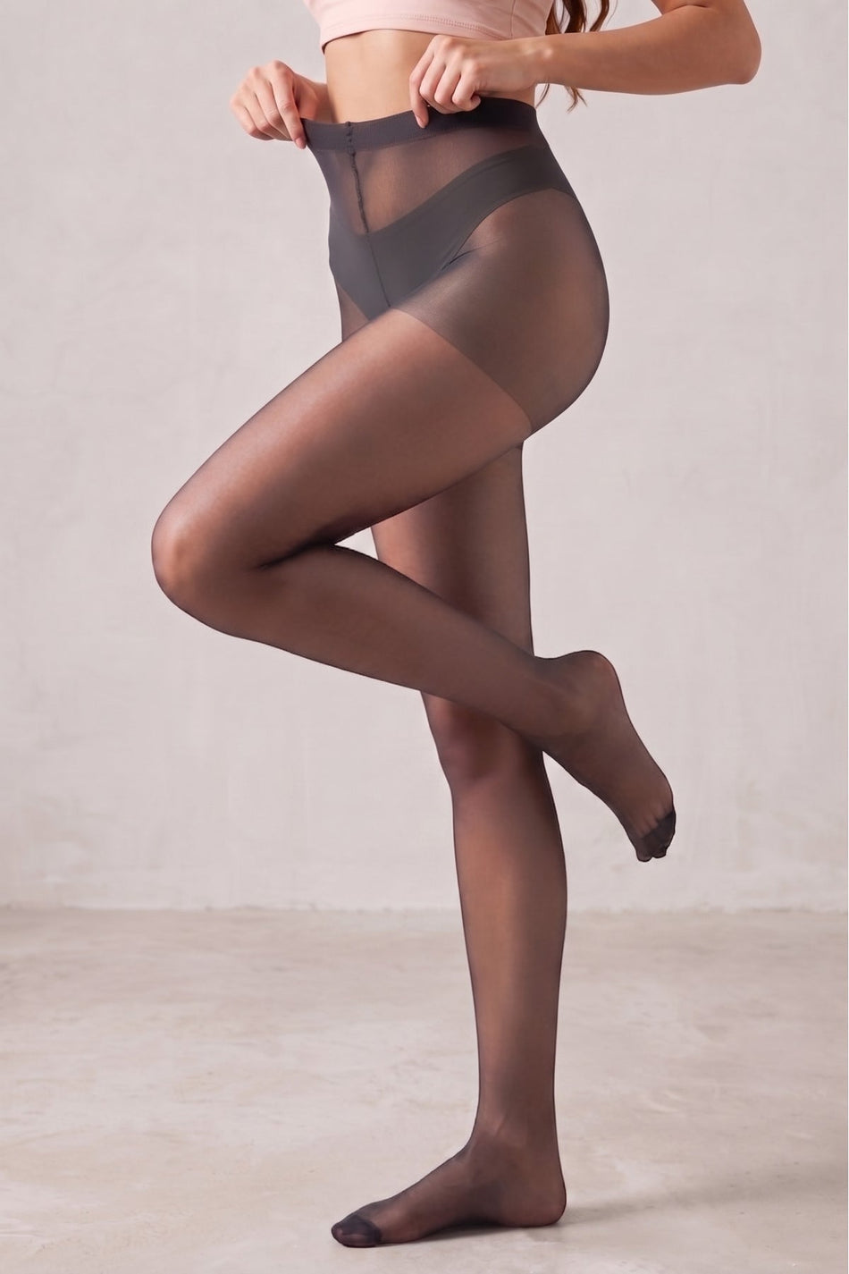 Red Black F 15 Den Transparent Shiny Toe Pantyhose - MALLTURK