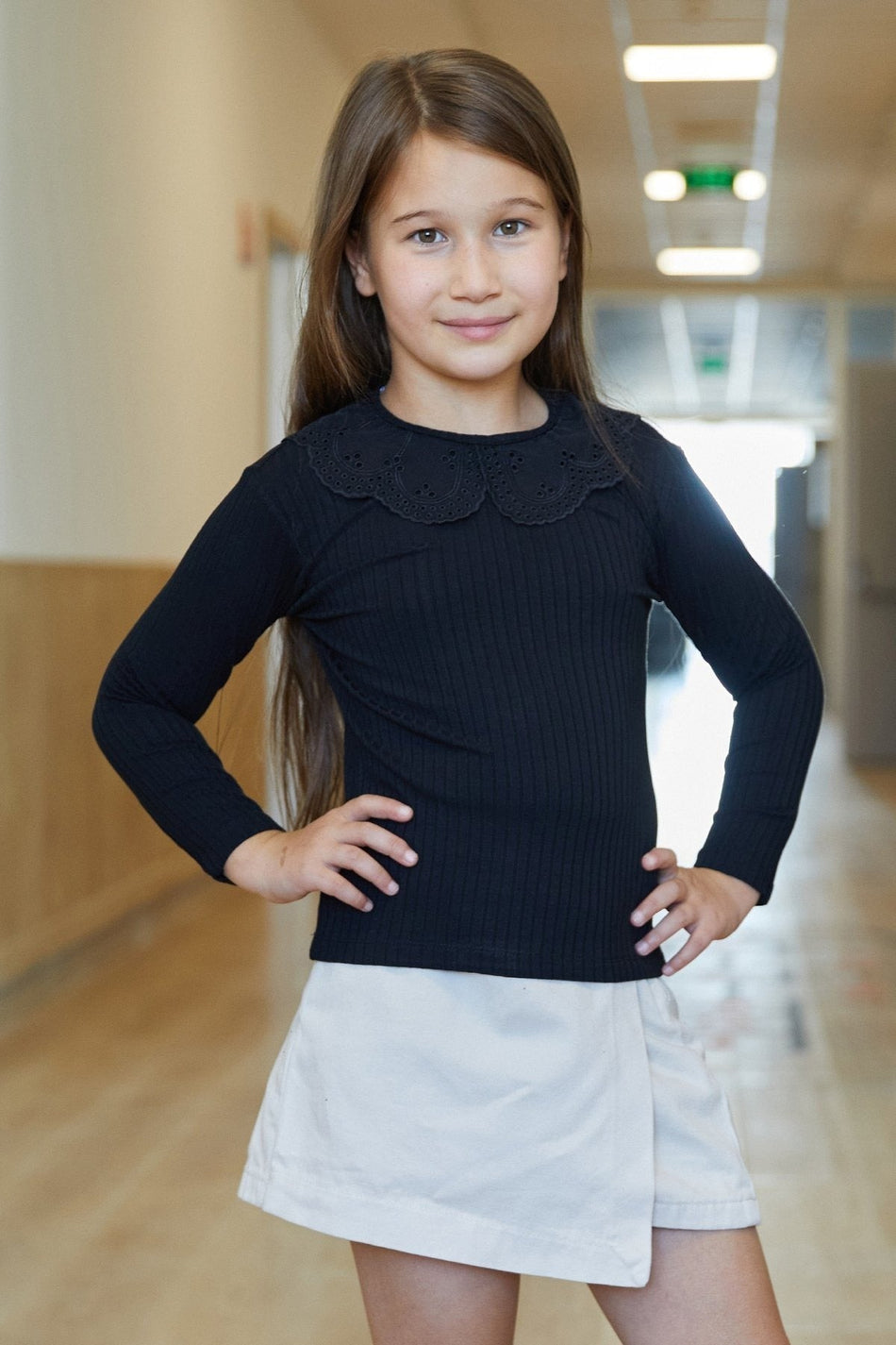 Ribbed Baby Collar Girl's Bodysuit - MALLTURK