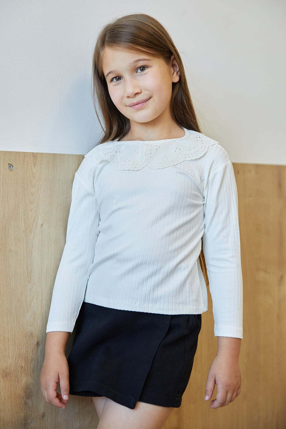 Ribbed Baby Collar Girl's Bodysuit - MALLTURK