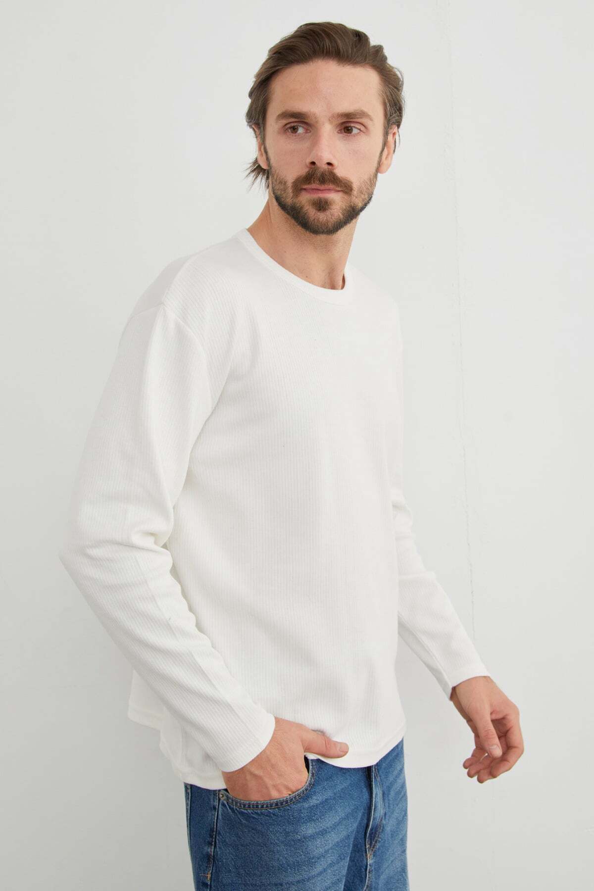 Ribbed Crew Neck Lycra Bodysuit - MALLTURK
