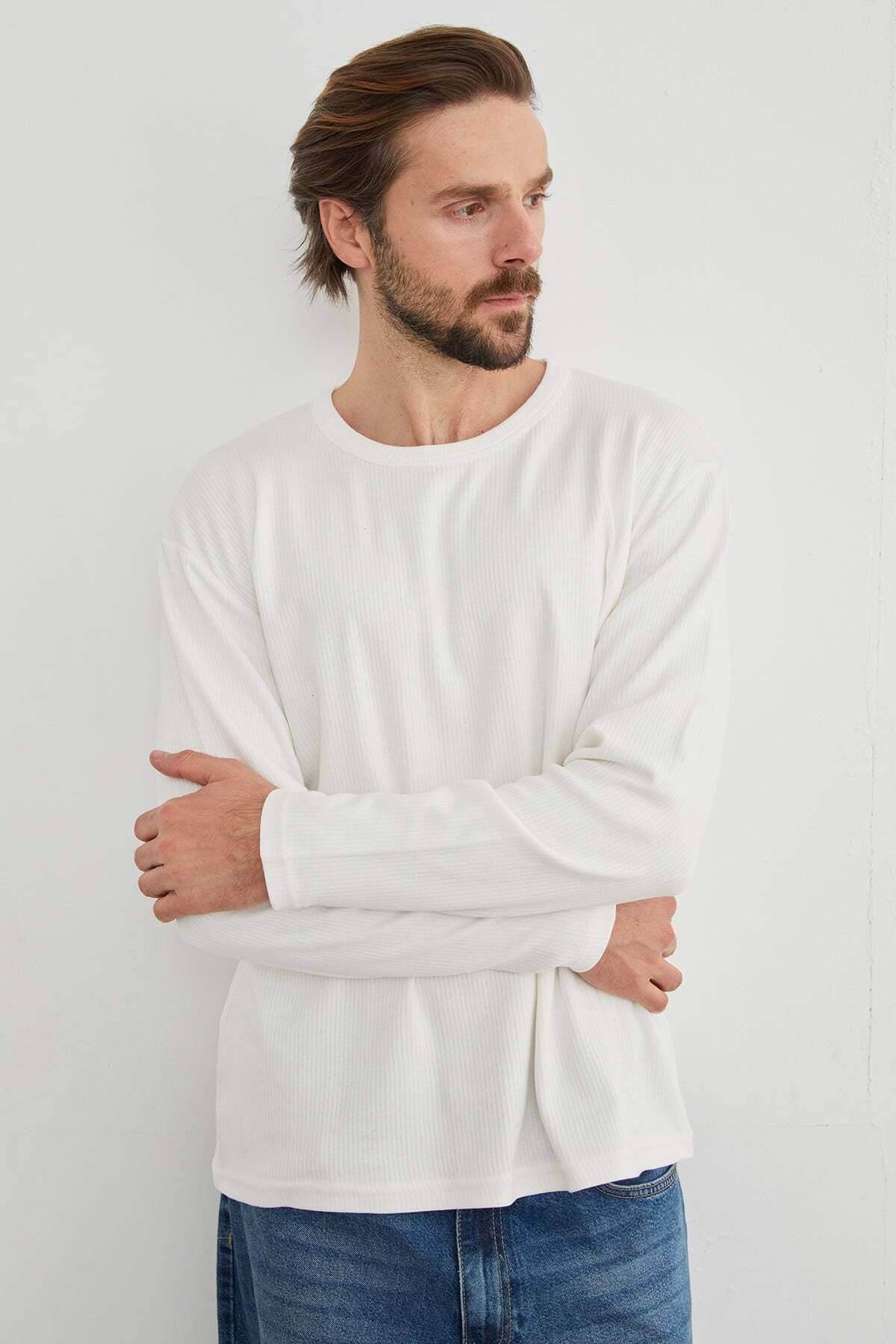Ribbed Crew Neck Lycra Bodysuit - MALLTURK