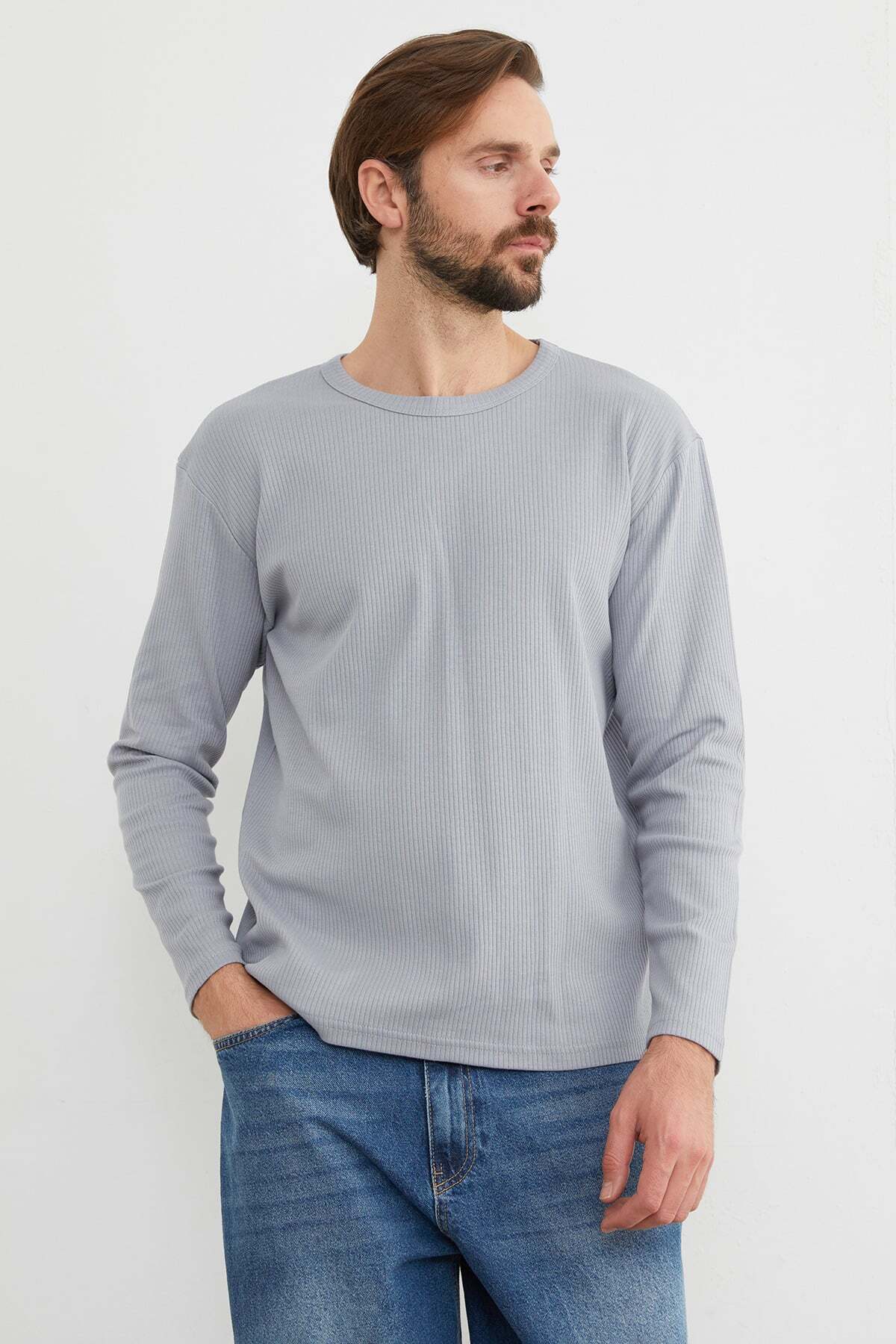 Ribbed Crew Neck Lycra Bodysuit - MALLTURK
