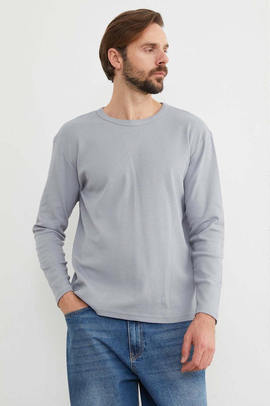 Ribbed Crew Neck Lycra Bodysuit - MALLTURK