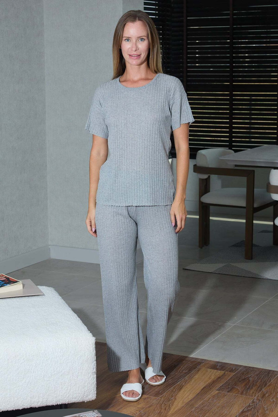 Ribbed Elastic Waist Camisole Suit - MALLTURK