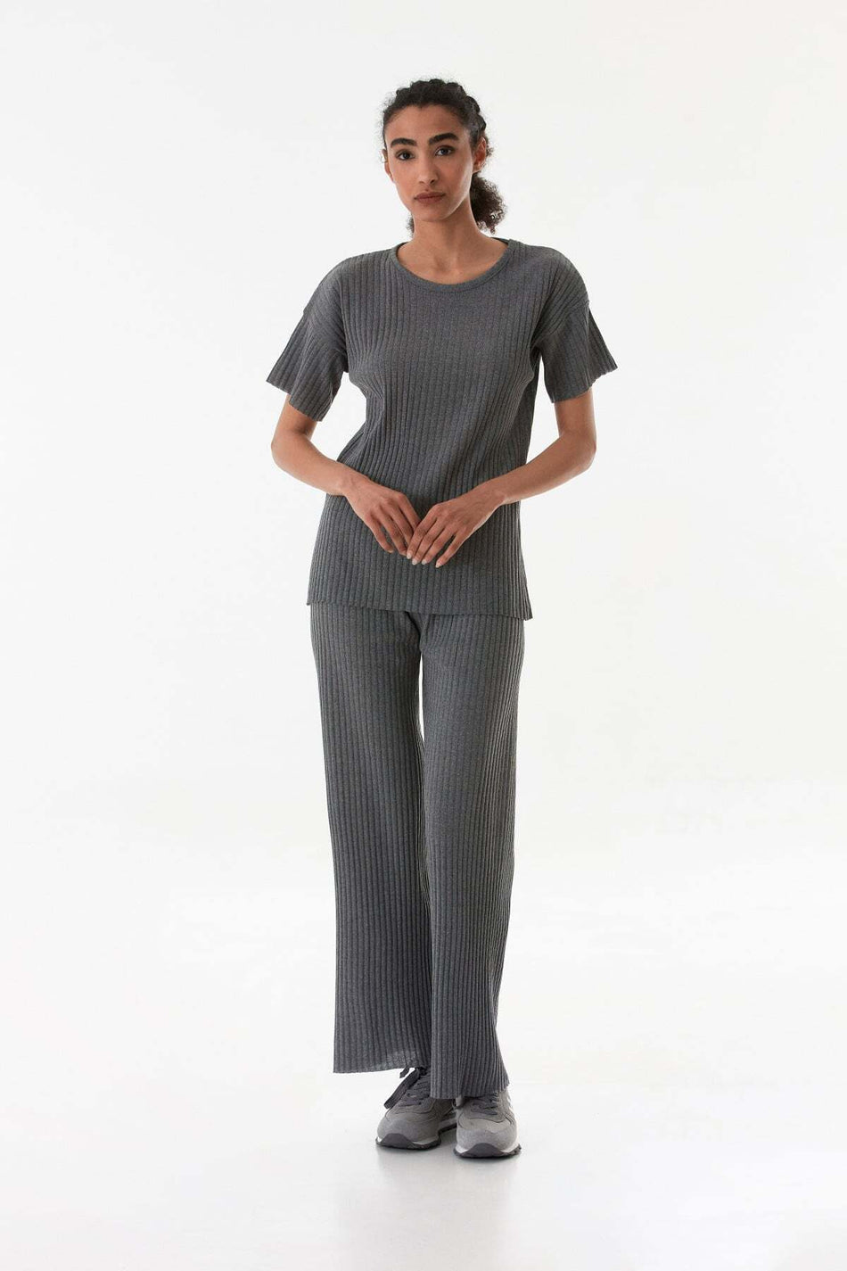 Ribbed Elastic Waist Camisole Suit - MALLTURK
