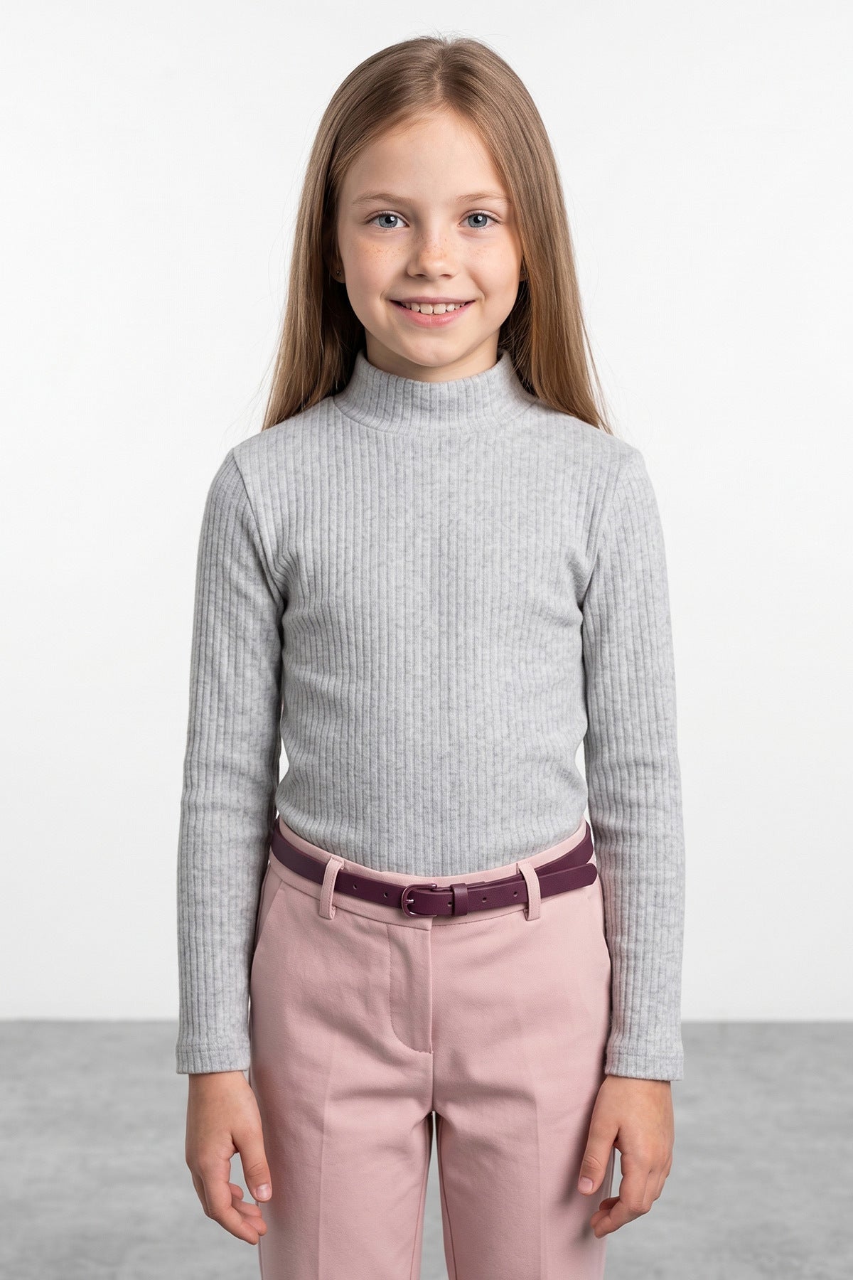 Ribbed High Neck Girls' Bodysuit - MALLTURK