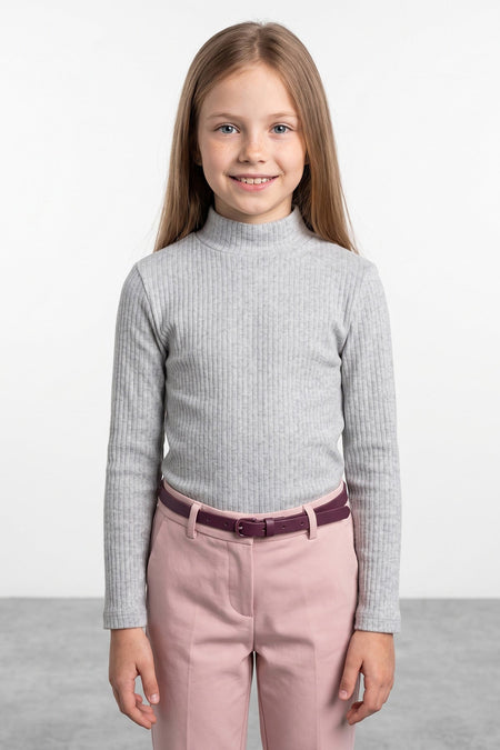 Ribbed High Neck Girls' Bodysuit - MALLTURK
