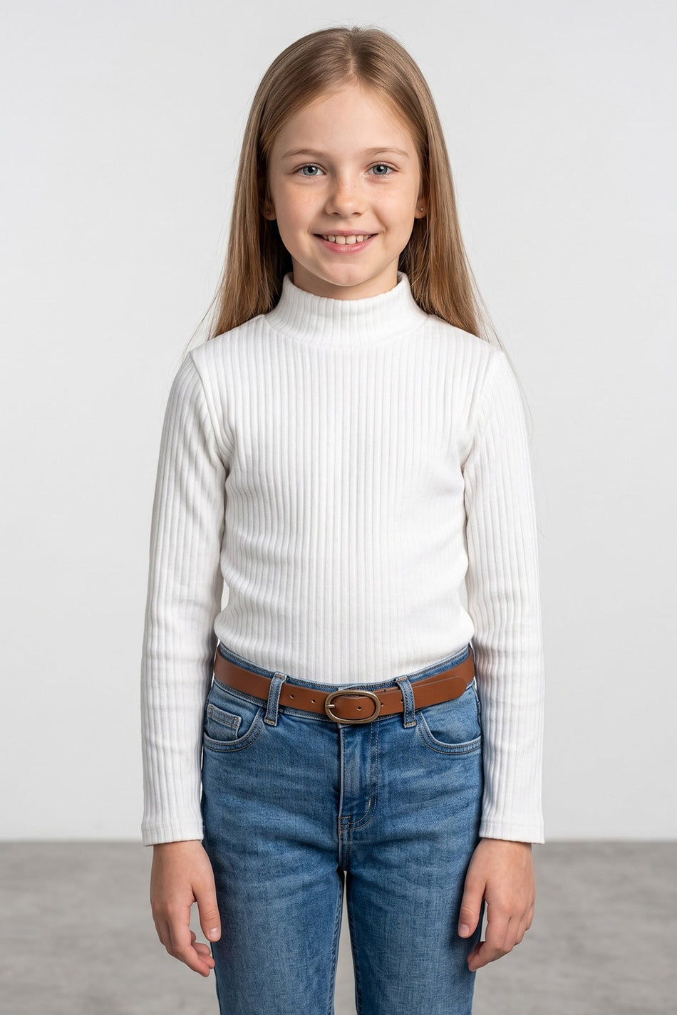 Ribbed High Neck Girls' Bodysuit - MALLTURK