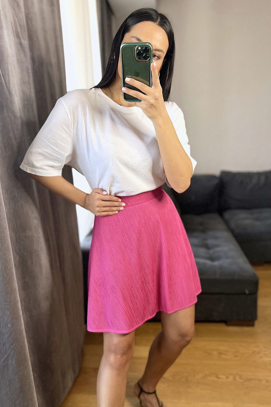 Ribbed Mini Skirt with Elastic Waist - MALLTURK