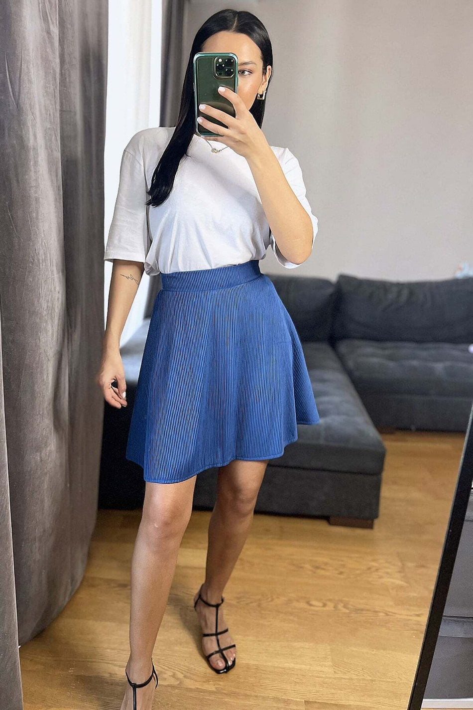 Ribbed Mini Skirt with Elastic Waist - MALLTURK