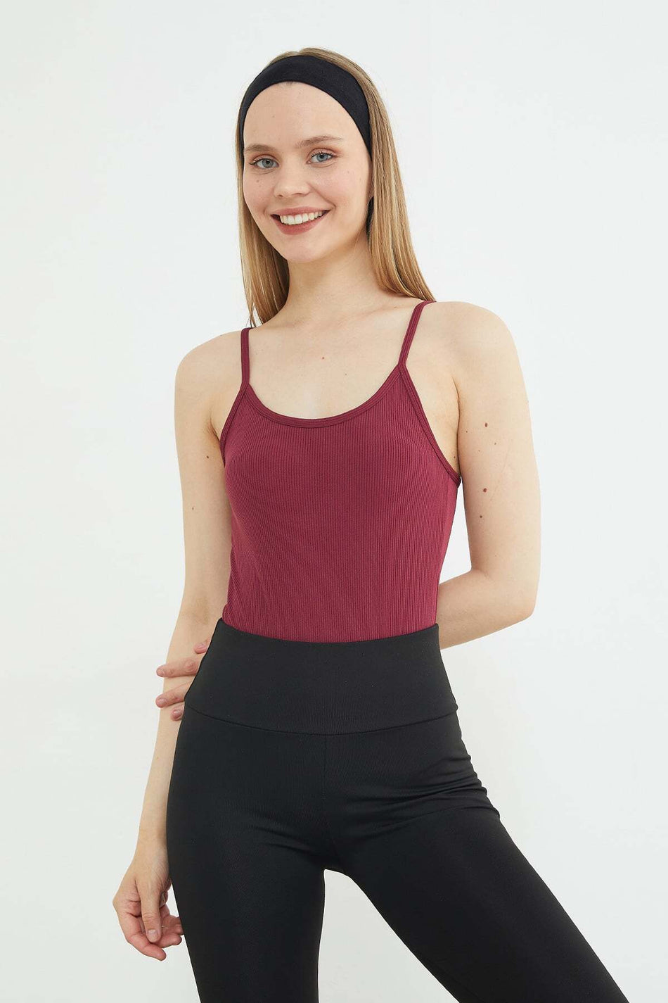 Ribbed Rope Strap Covered Snap Fastener Bodysuit - MALLTURK