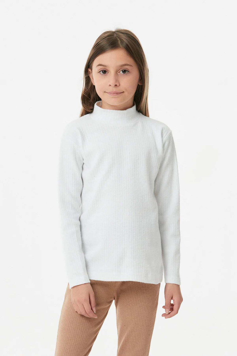 Ribbed Stand Collar Girl's Bodysuit - MALLTURK