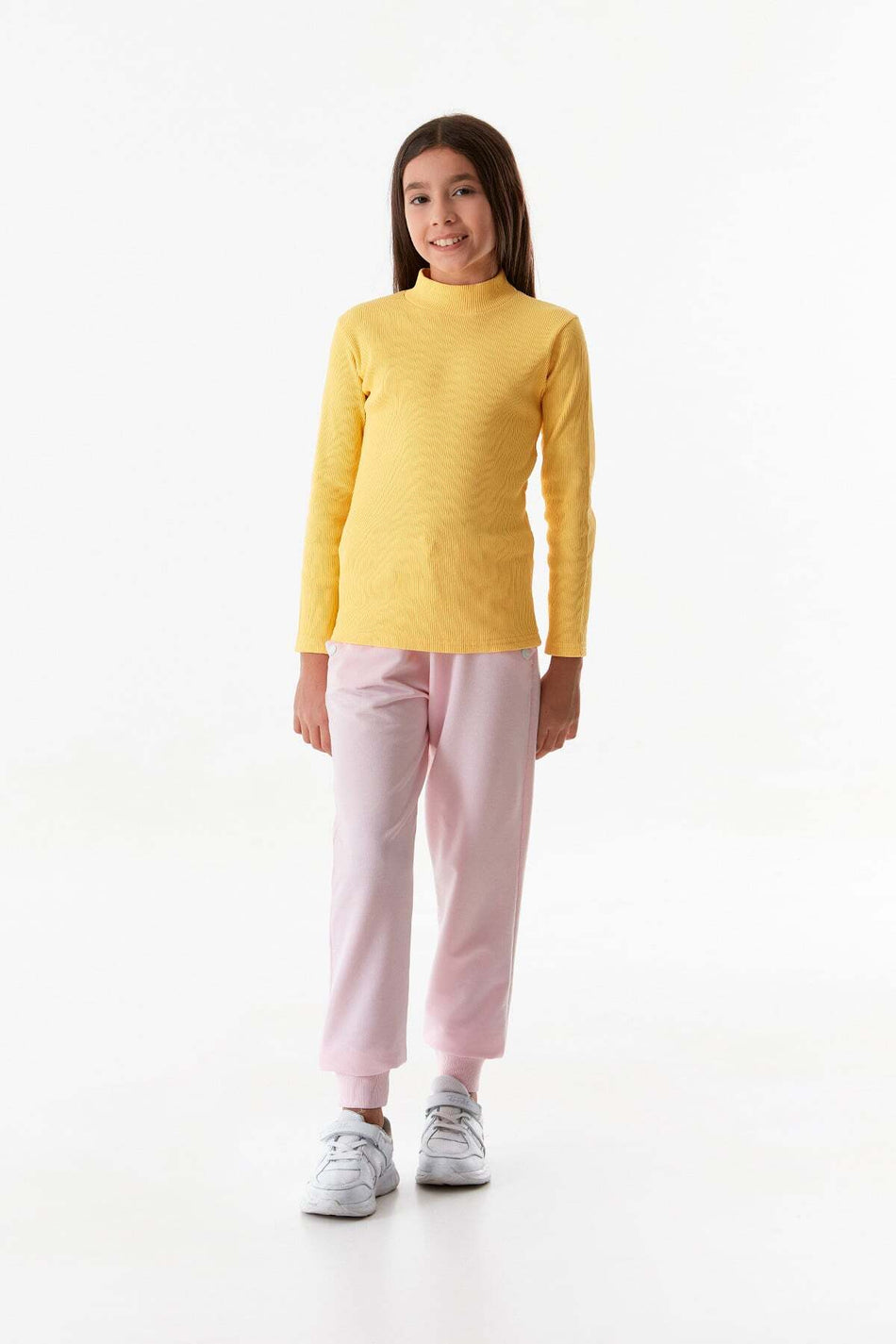 Ribbed Stand Collar Girl's Bodysuit - MALLTURK