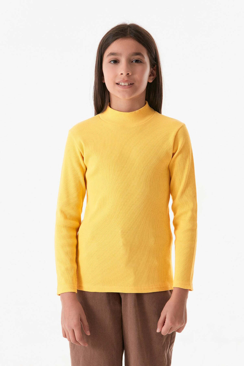 Ribbed Stand Collar Girl's Bodysuit - MALLTURK