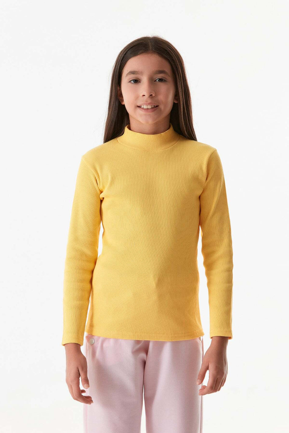 Ribbed Stand Collar Girl's Bodysuit - MALLTURK