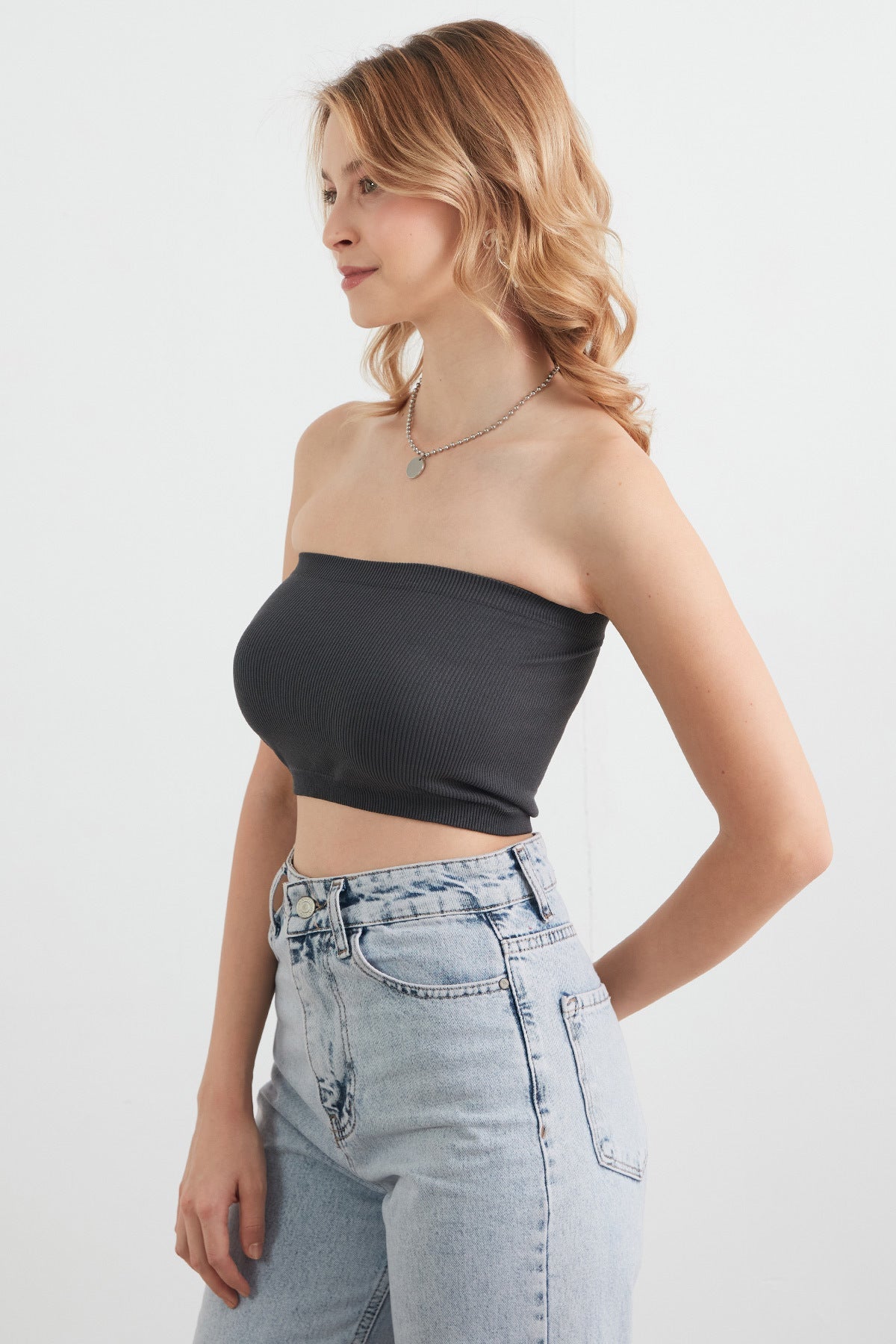 Ribbed Strapless Seamless Bustier - MALLTURK