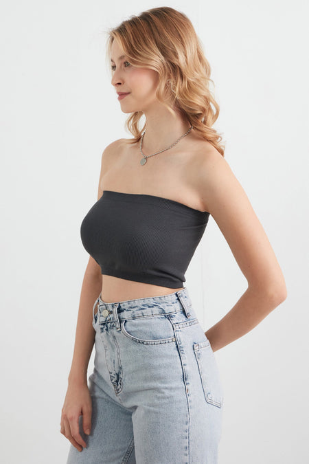 Ribbed Strapless Seamless Bustier - MALLTURK