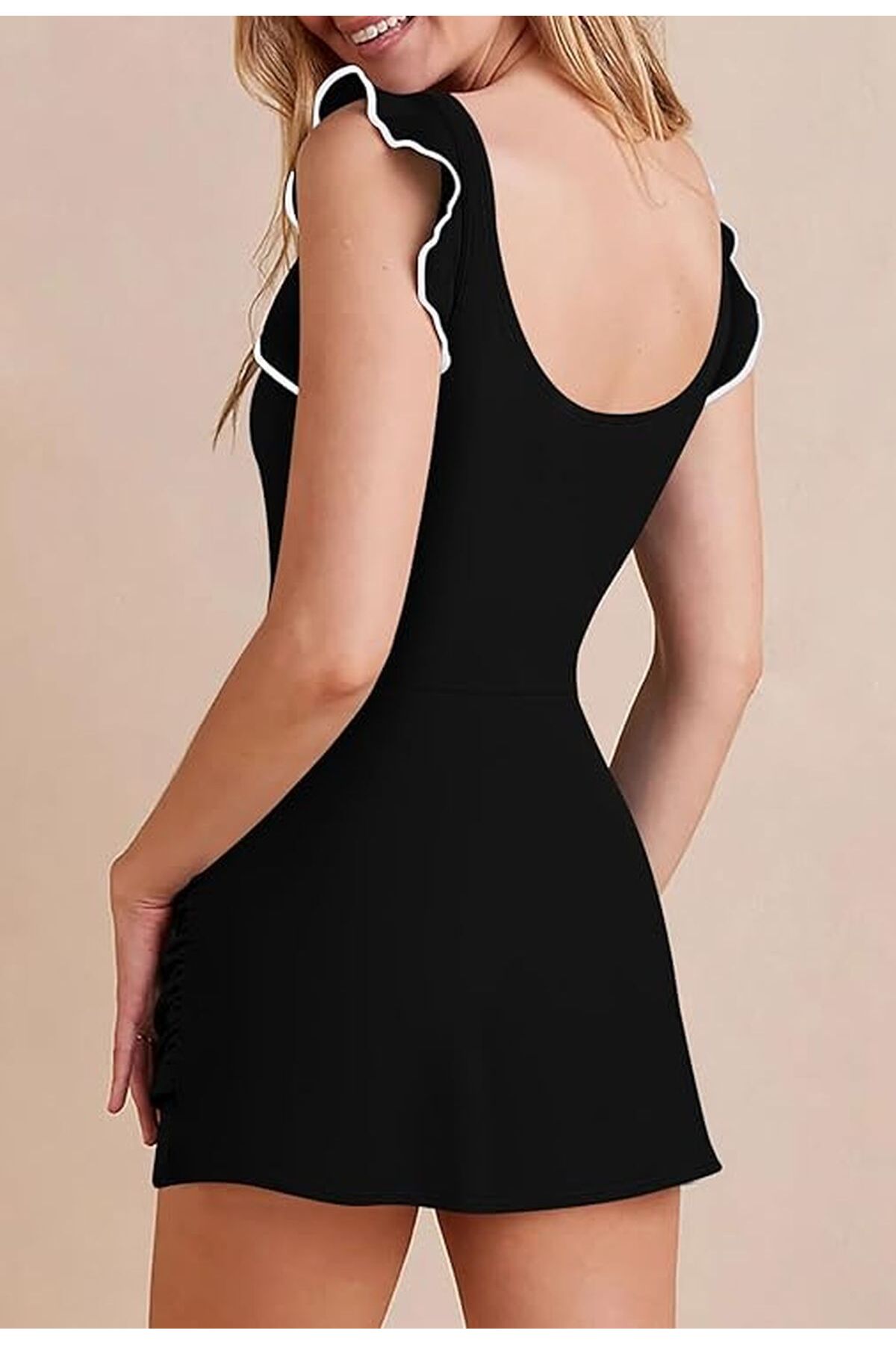 Ruffled Shoulder Joint Slip Dress Swimsuit / Sea / Pool Mold Is Created Full Mold - MALLTURK
