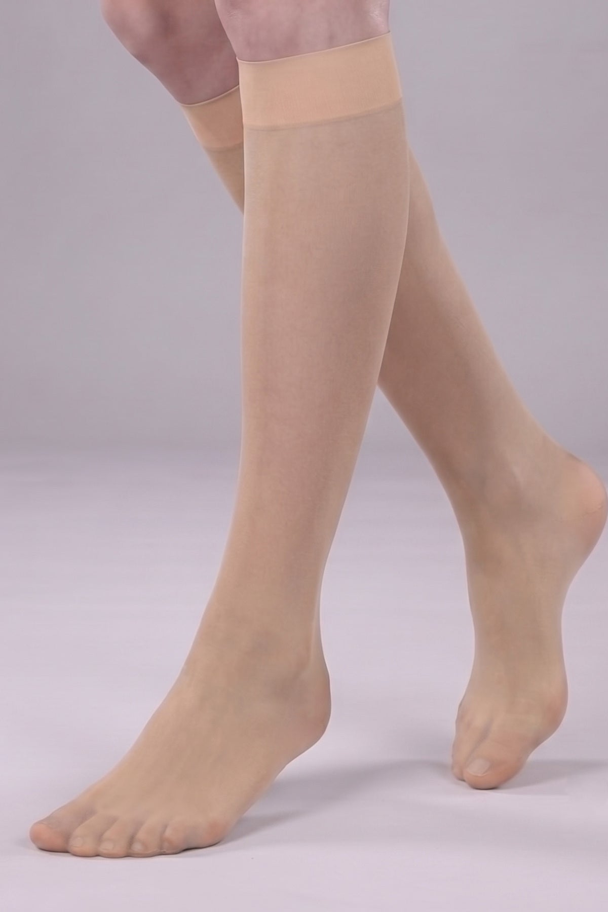 Sahra 15 Denim Shiny Toe Socks, 3-Piece Below-Knee Socks - MALLTURK