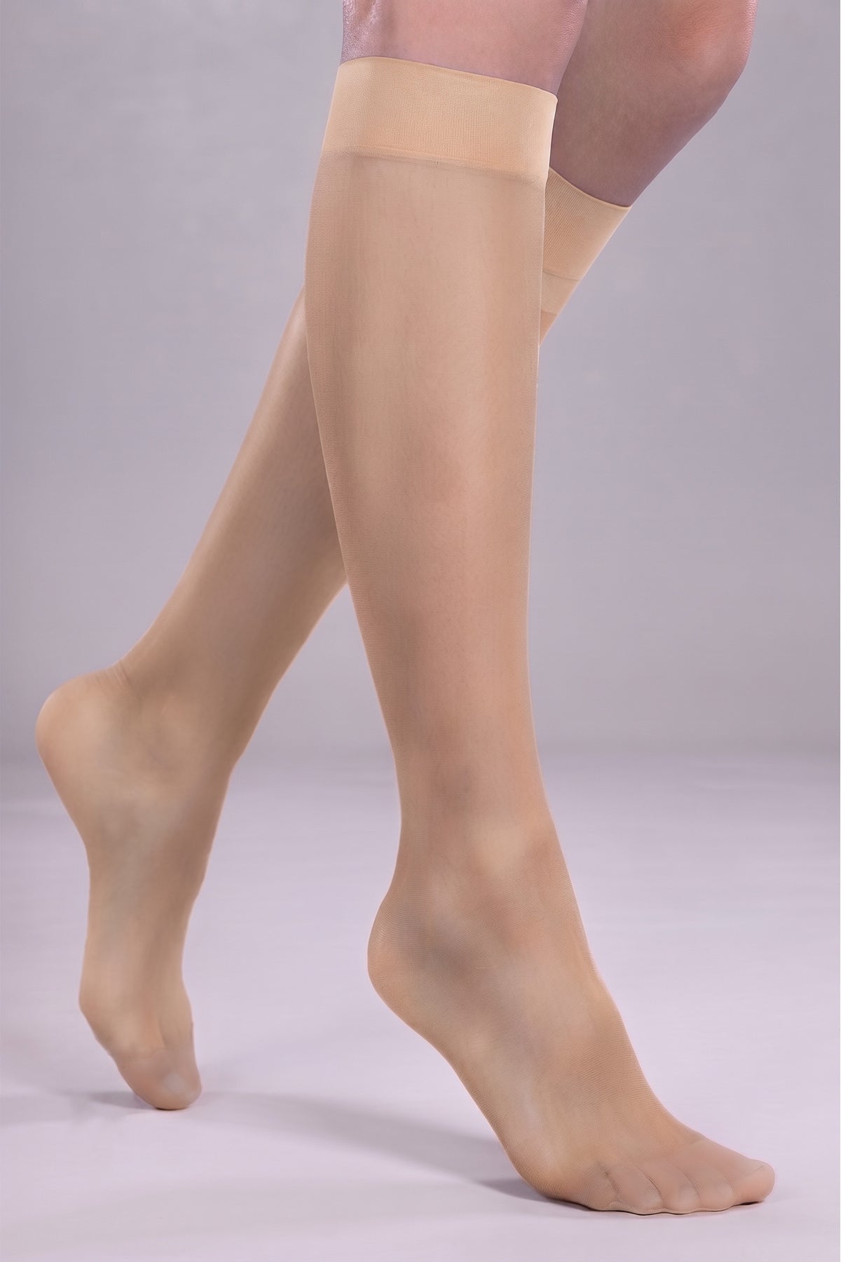Sahra 15 Denim Shiny Toe Socks, 3-Piece Below-Knee Socks - MALLTURK