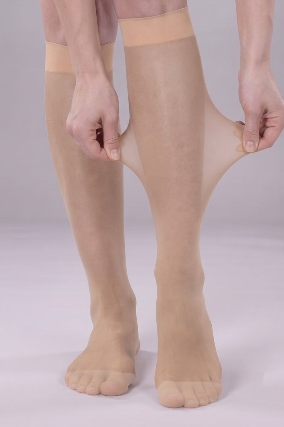 Sahra 15 Denim Shiny Toe Socks, 3-Piece Below-Knee Socks - MALLTURK