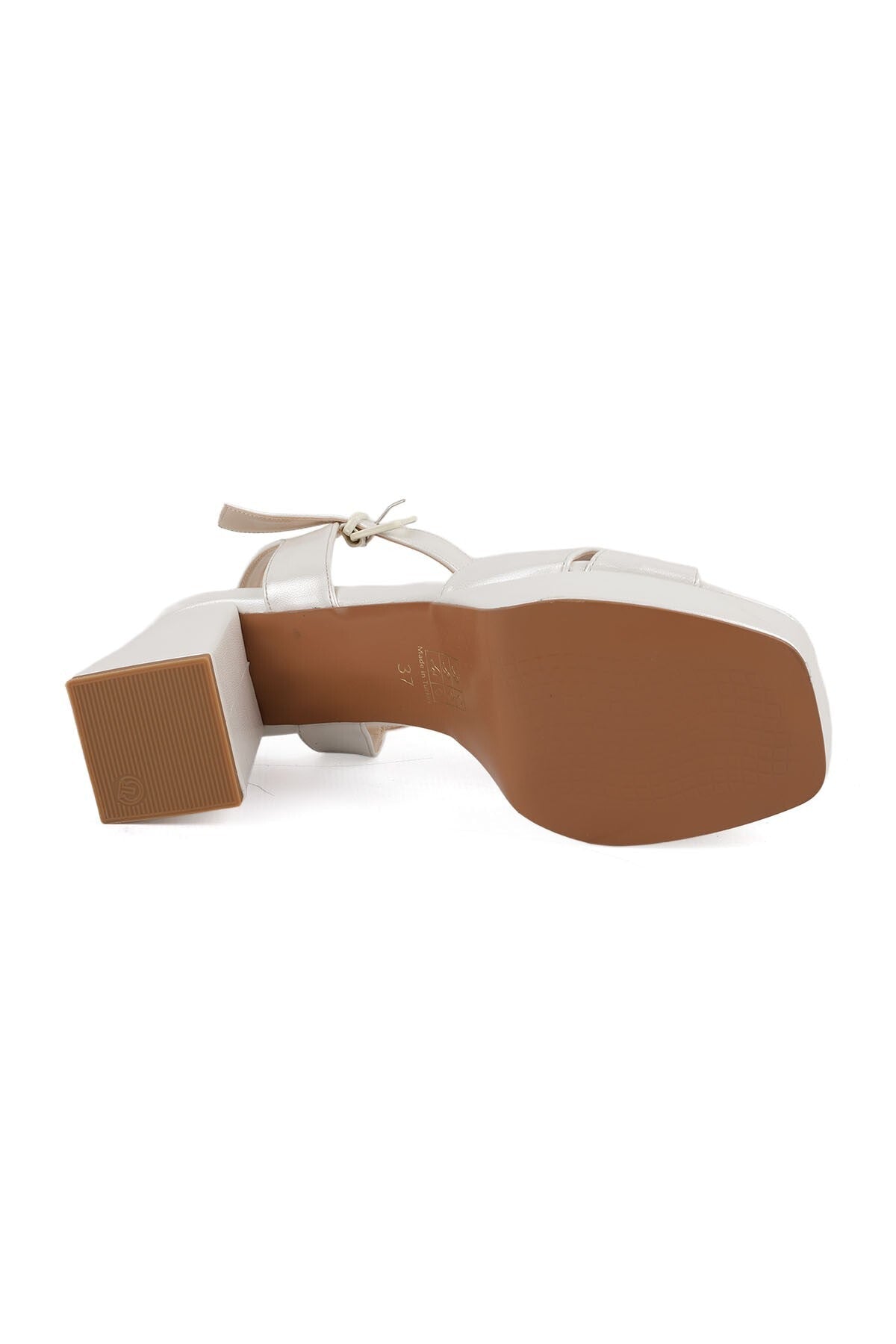 Sandals with Antique Pearlescent Look, Platform, Cross Straps, Thick Heels, Evening Dress Shoes L085.K99/1 - MALLTURK