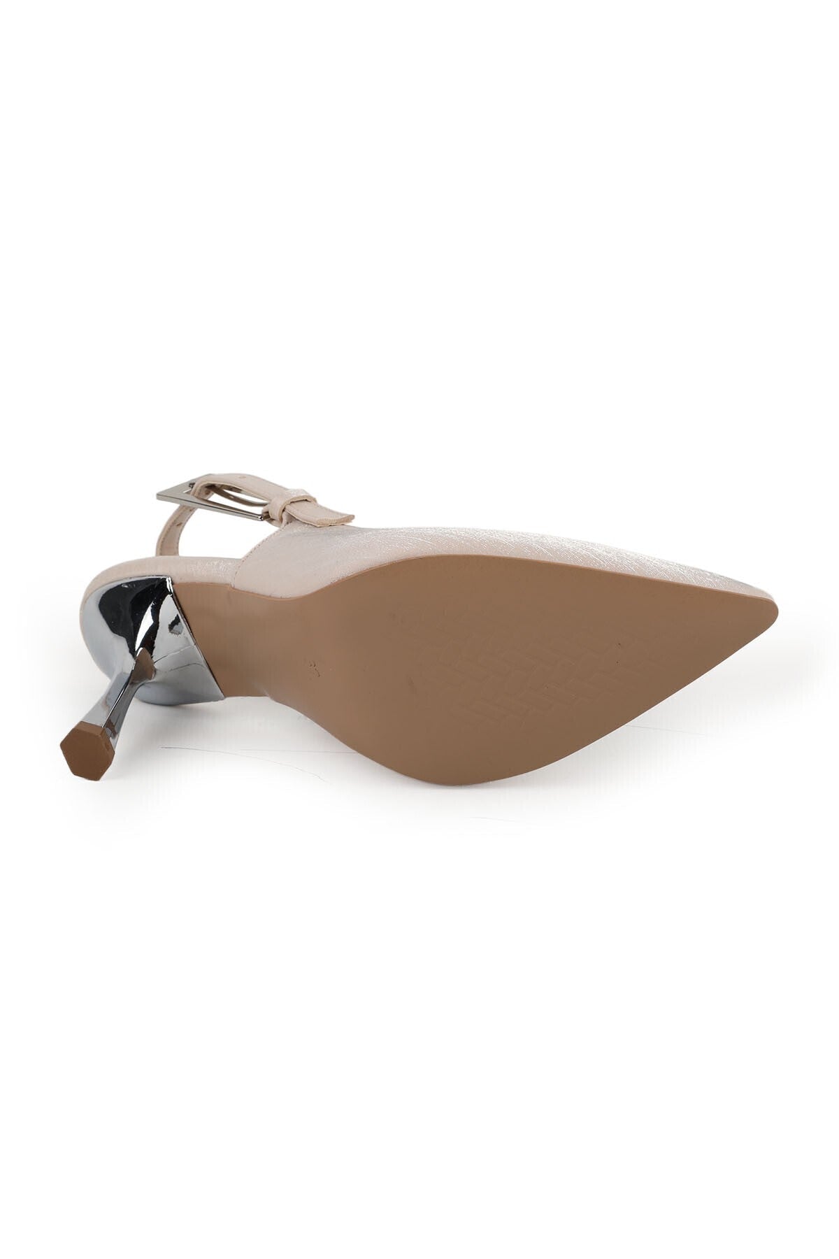 Satin Heeled Shoes Pointed Toe Thin Metallic Heel Slingback Stylish Evening Dress Jurdan Sole L085.K3015 - MALLTURK