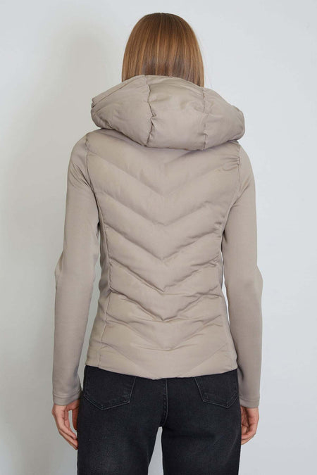 Scuba Fabric Garnished Hooded Inflatable Coat - MALLTURK