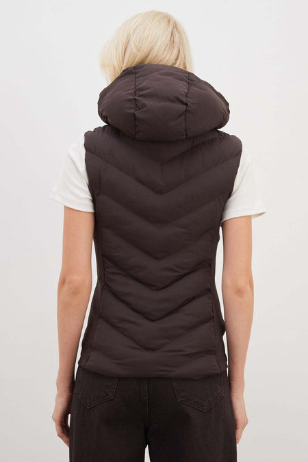 Scuba Fabric Garnished Hooded Inflatable Vest - MALLTURK