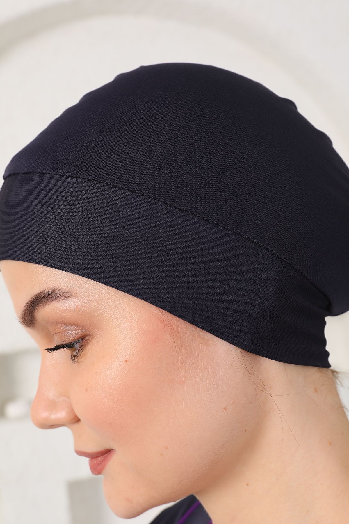Semi Covered Hijab Swimsuit Navy Blue - MALLTURK
