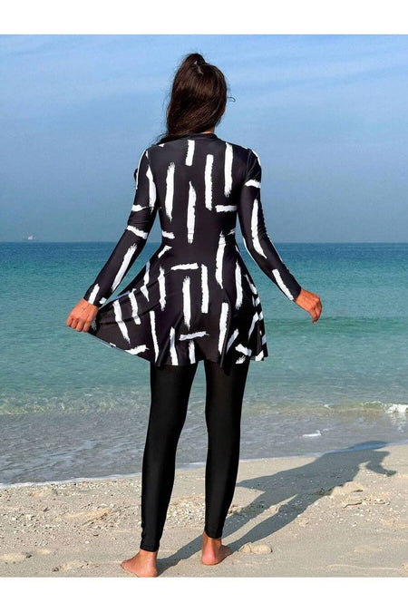 Semi-Covered Tights Hijab Swimsuit Brush - MALLTURK