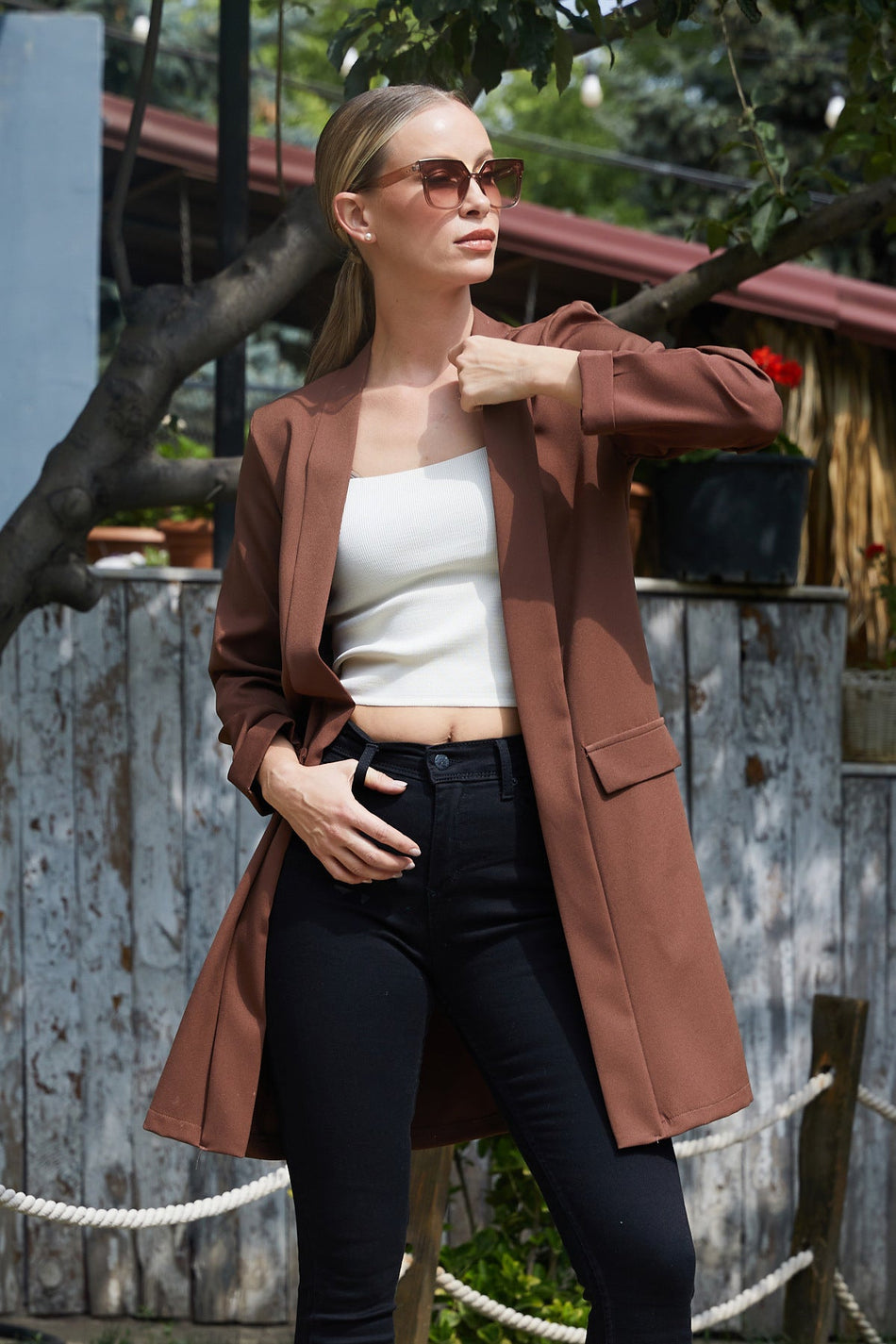 Shawl Collar Blazer Jacket with Layered Sleeves - MALLTURK