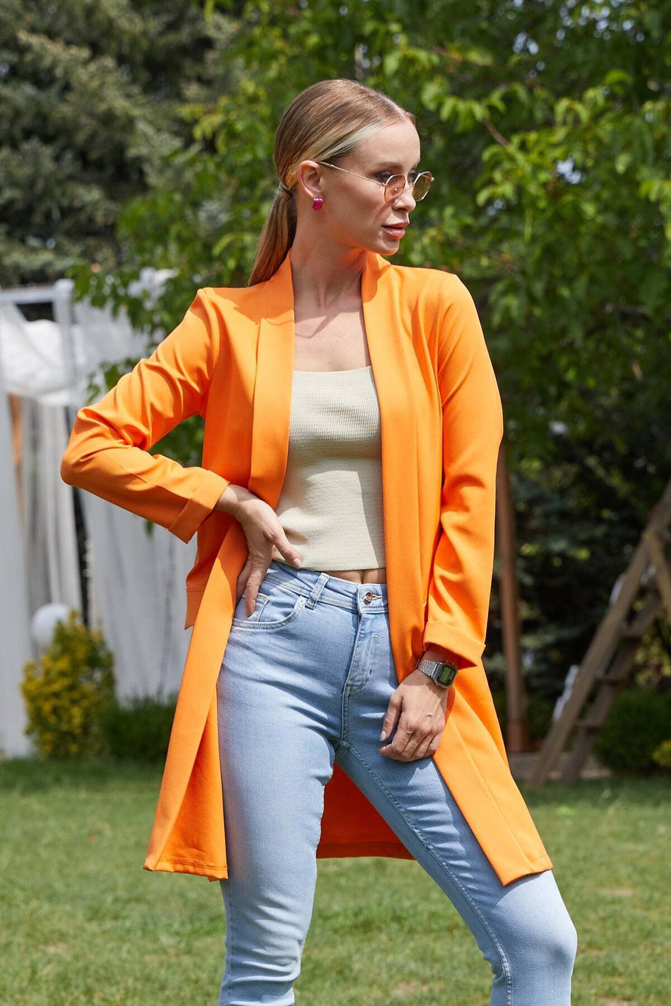 Shawl Collar Blazer Jacket with Layered Sleeves - MALLTURK