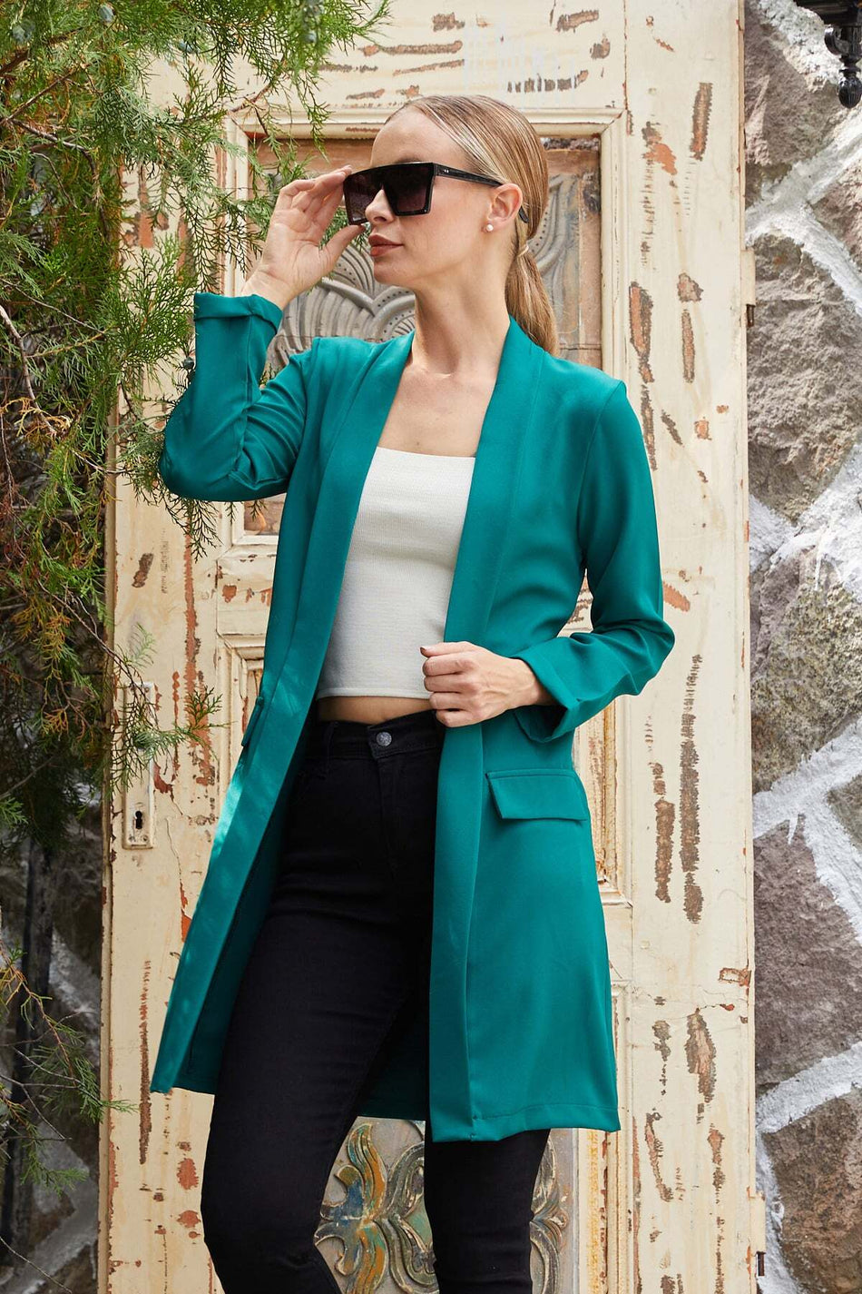 Shawl Collar Blazer Jacket with Layered Sleeves - MALLTURK