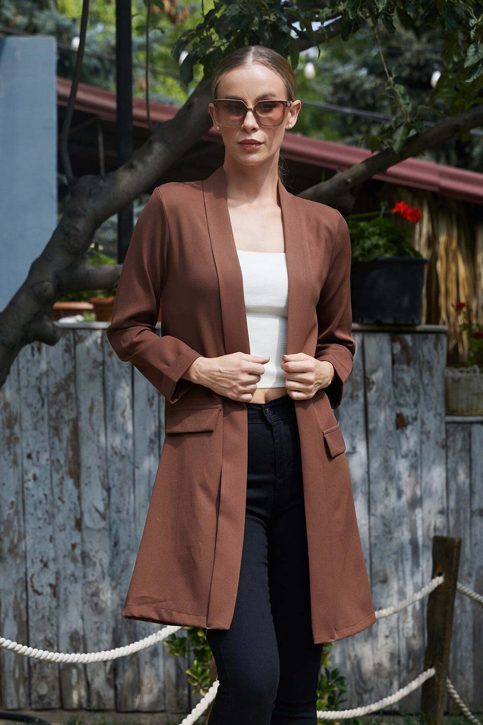 Shawl Collar Blazer Jacket with Layered Sleeves - MALLTURK