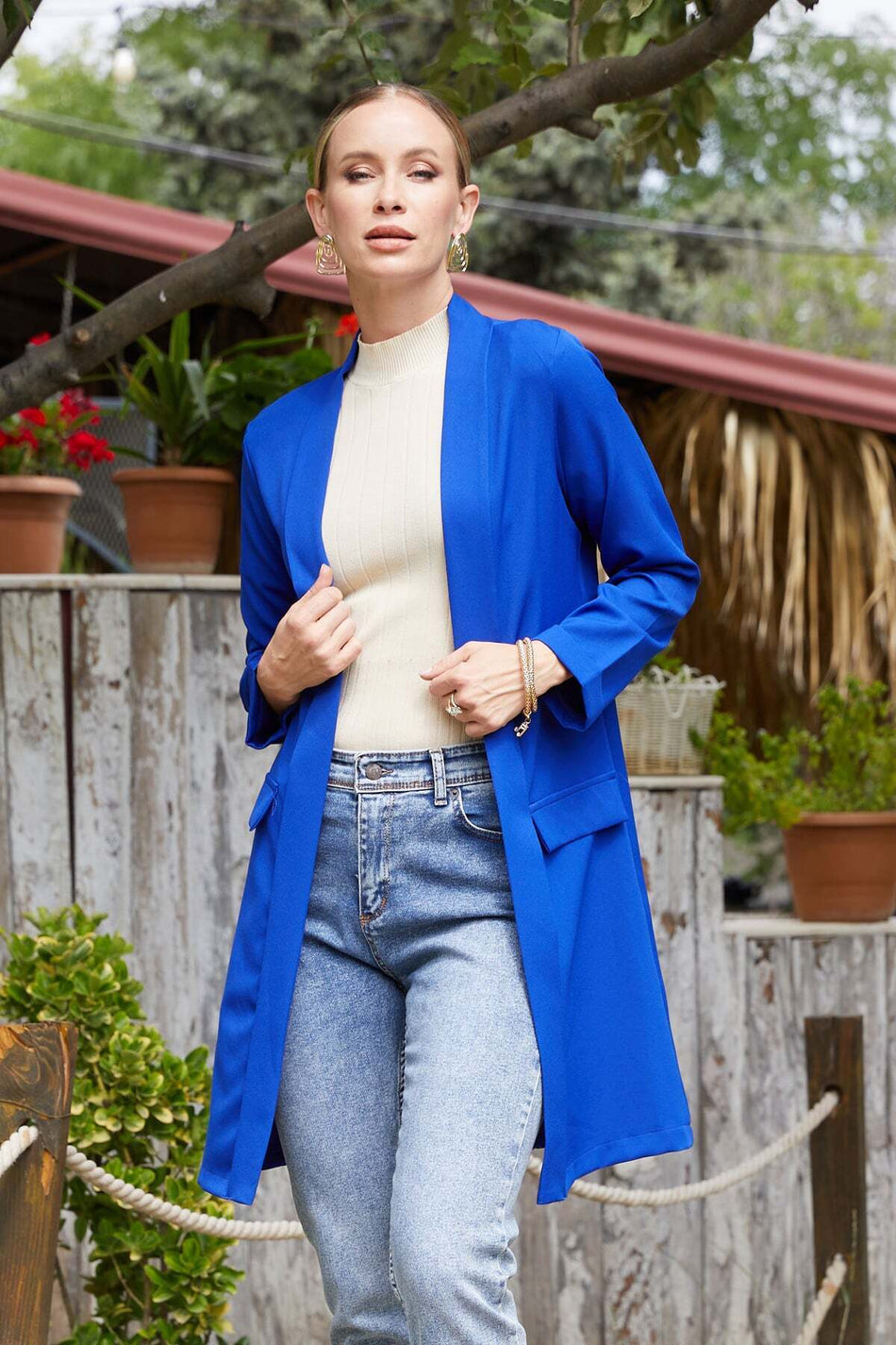Shawl Collar Blazer Jacket with Layered Sleeves - MALLTURK