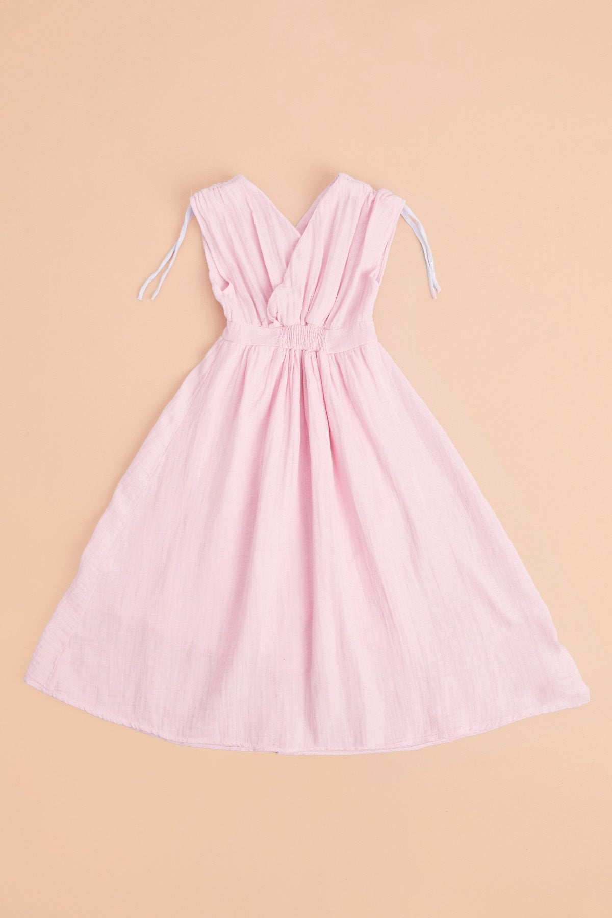 Shoulder-Tie Buttoned Girls' Muslin Dress - MALLTURK