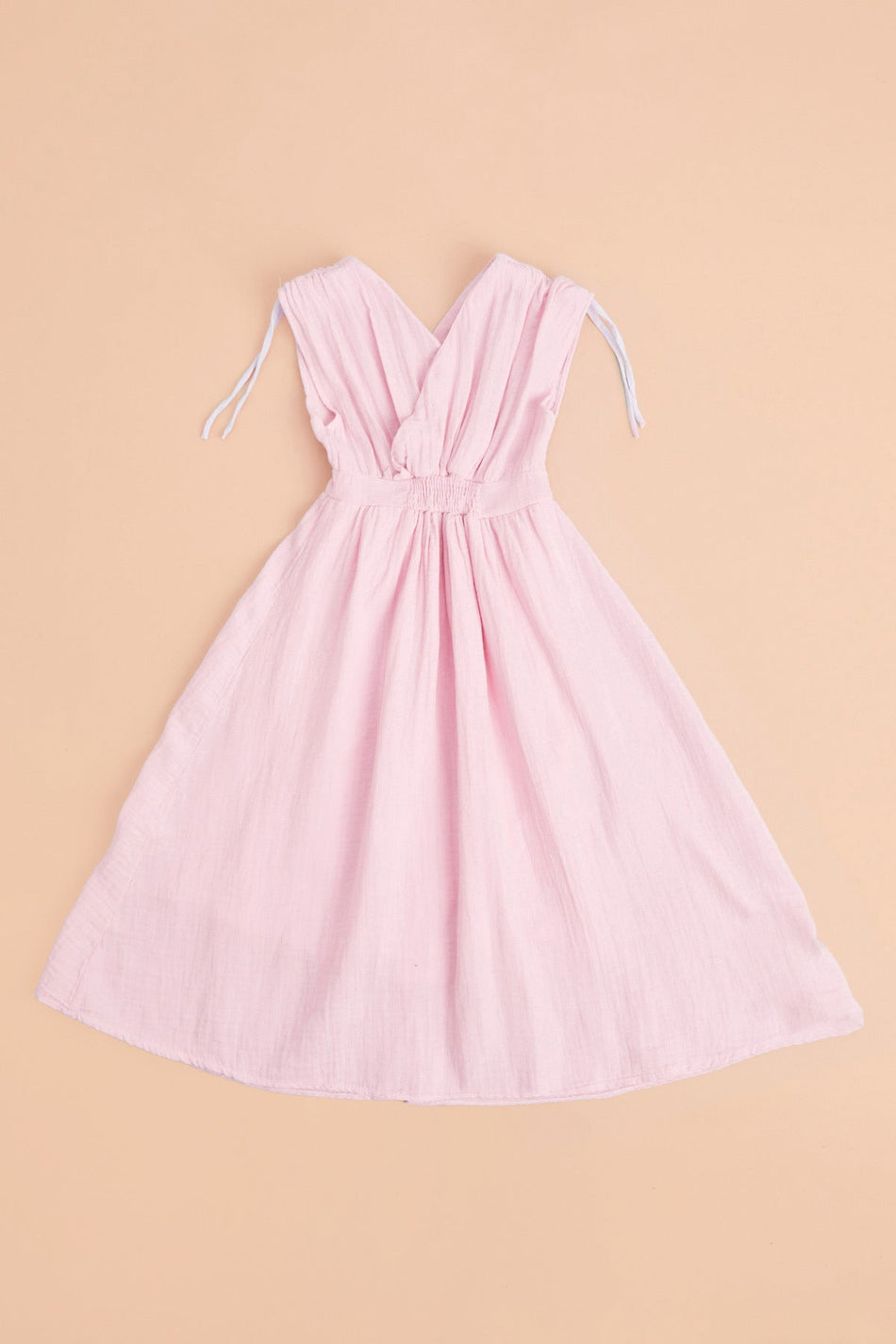 Shoulder-Tie Buttoned Girls' Muslin Dress - MALLTURK