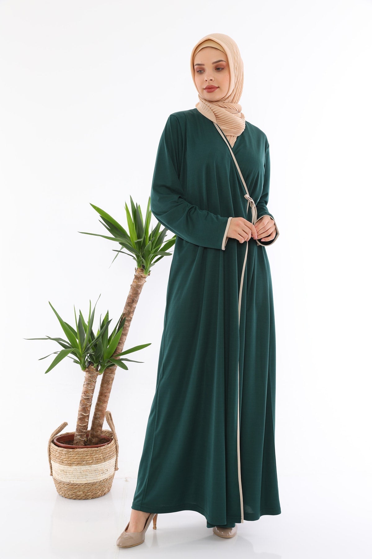 Side Tie Prayer Dress Emerald Green - MALLTURK