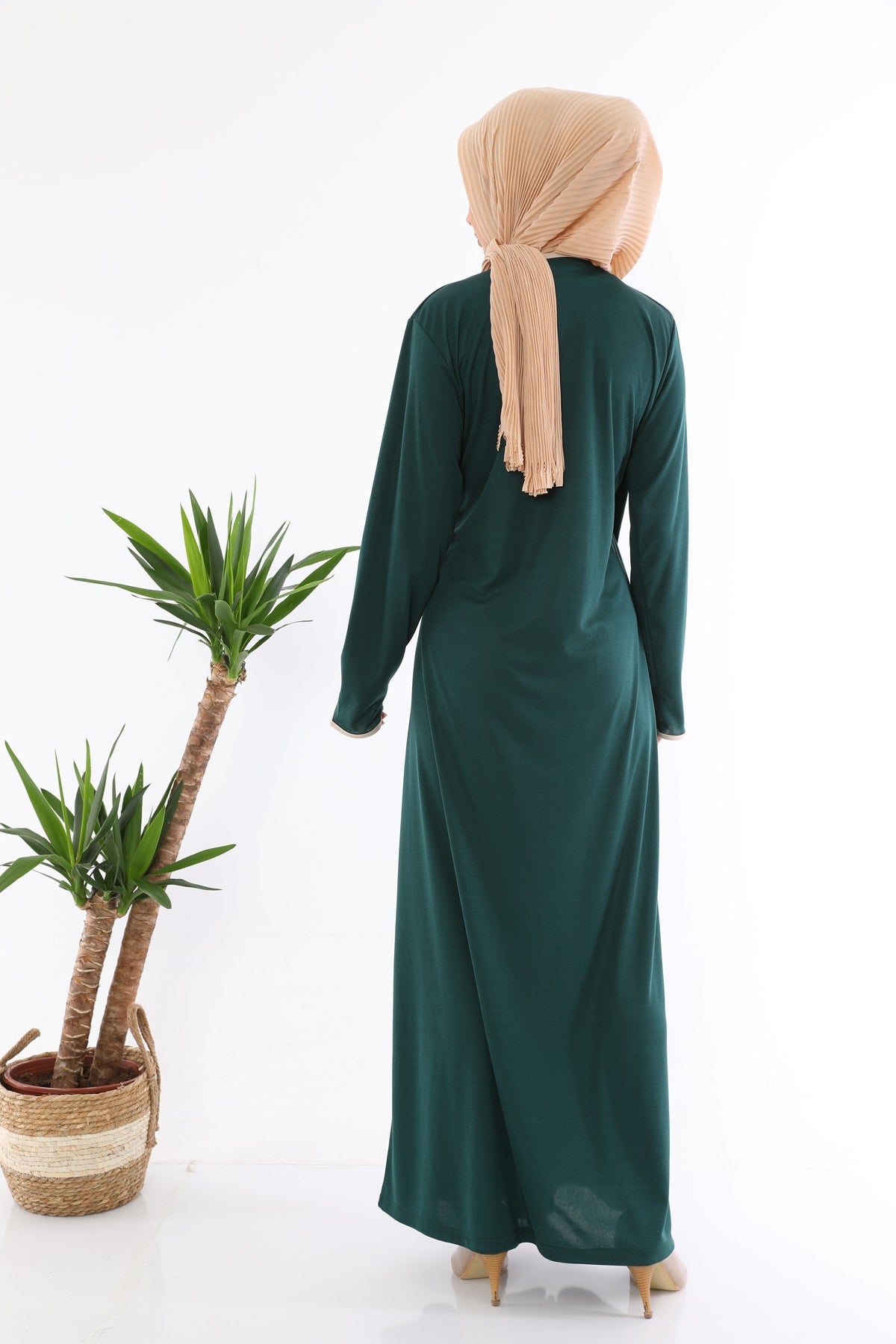 Side Tie Prayer Dress Emerald Green - MALLTURK