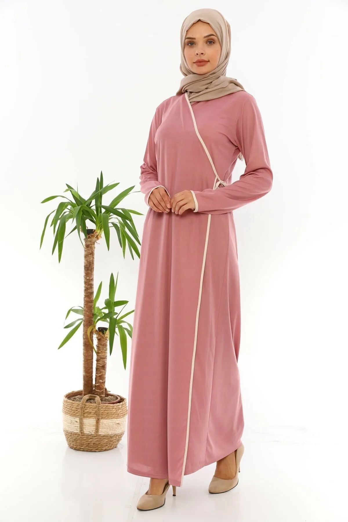 Side Tied Prayer Dress Dried Rose - MALLTURK